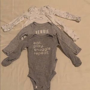 4 Pack NB Onesies with Mitten Cuffs